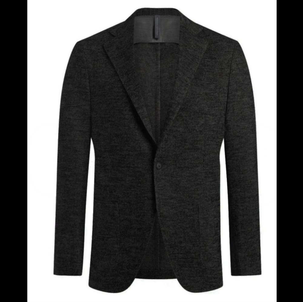 Samuelsohn Mouline Micro Stripe Knit Jacket Blazer Size 46 Regular Charcoal EUC